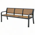 Ławka ogrodowa 150 x 60 x 85 cm z drewna i metalu czarno brązowa industrialna