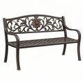 Ławka ogrodowa 120 x 60 x 90 cm metalowa czarno-brązowa dekoracyjna