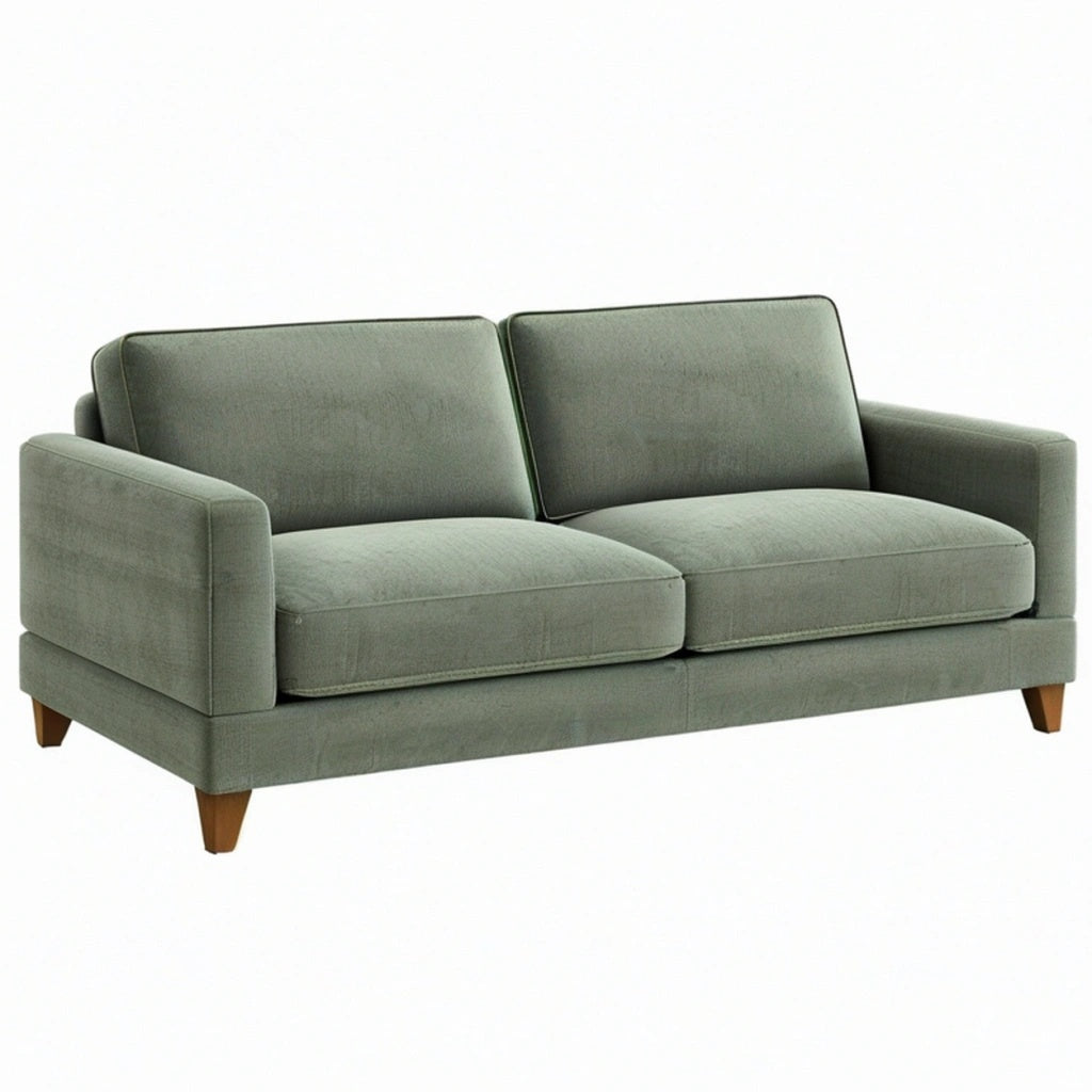 Sofa dwuosobowa 170 cm x 90 cm x 85 cm z tkaniny zielonoszara w stylu nowoczesnym