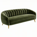 Sofa trzyosobowa 220 x 90 x 80 cm zielona aksamitna do salonu w stylu glamour