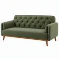 Sofa dwuosobowa 180 x 85 x 88 cm zielona z tkaniny - pikowane oparcie drewniane nogi