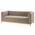 Sofa dwuosobowa 180 x 85 x 78 cm beżowa tapicerowana z metalową podstawą w stylu nowoczesnym