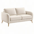Sofa dwuosobowa 160 x 85 x 82 cm kremowa tapicerowana tkaniną w stylu nowoczesnym