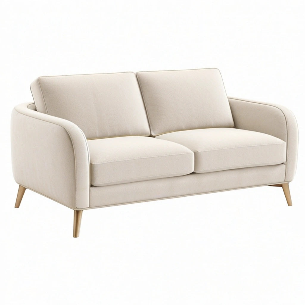 Sofa dwuosobowa 160 x 85 x 82 cm kremowa tapicerowana tkaniną w stylu nowoczesnym