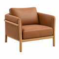Fotel 82 x 85 x 80 cm brązowy tapicerowany z drewnianą ramą do salonu w stylu skandynawskim