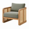 Fotel 80 x 75 x 78 cm z drewna i plecionki rattanowej zielony styl naturalny